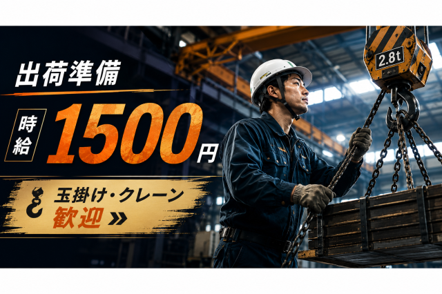 【高時給1,500円】工業製品の検査、運搬などのお仕事です◎工場内作業