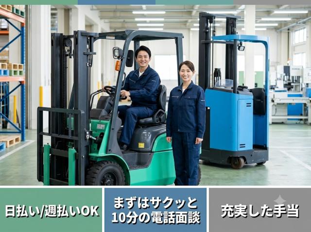物流倉庫でのフォーク作業
他社にはない好待遇でお待ちしております。
安定して働けるのが戦力エージェントの魅力です☆