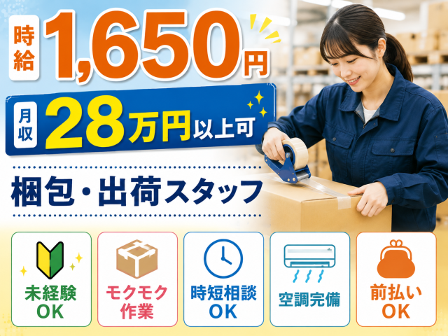 比較的軽い製品が中心！
一人でコツコツ進められる軽作業です。