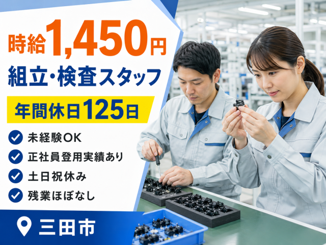 未経験から大手メーカーで働ける!
日勤専属&残業ほぼなしでプライベートも充実◎