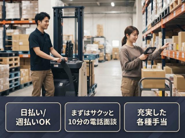 入出荷作業(リーチフォーク作業/ピッキング作業) 時給1400円 男女活躍中