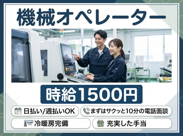 日勤　土日祝休み　時給1,500円　男女活躍中