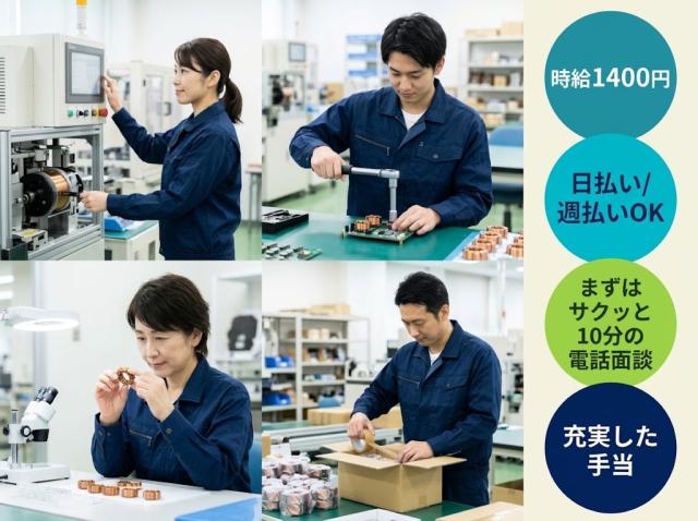【俊徳道】日払い可◆綺麗な工場での組立・シール貼り（軽作業）家電品の組立やシール貼り
