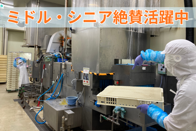 プラスチック箱の洗浄作業◆パート有休取得平均15日／年◆月9日休み食材用プラスチック箱の洗浄作業