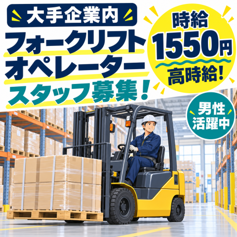 ≪安堵町≫大手物流倉庫での入出荷リフト作業★時給1550円〜高収入★急募！長期安定★働きやすい職場大手物流倉庫での入出荷リフト作業
