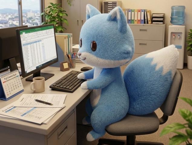 働くふじコン君です♪デスクワークもお任せ！