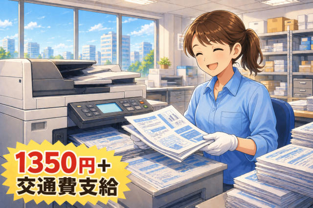 【未経験者様歓迎】
■堺市堺区築港八幡町付近
■車・バイク・自転車通勤OK
■かんたんな印刷業務
■時給1350円(週払システム有)+別途交通費全額支給
■即日〜長期※開始日相談OK
■ご自宅で約10分かんたんリモート面接
まずはお気軽にご応募くださーい!