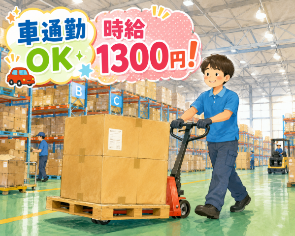 【未経験者大歓迎】時給1300円★高時給×日払いOKの軽作業★シフト自由★車通勤OK通販商品のピッキング