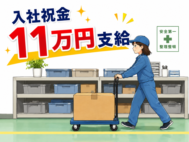 入社祝金11万円支給★工場内駐車場あり★部品供給・ピッキングスタッフ★未経験歓迎！部品供給・ピッキングスタッフ