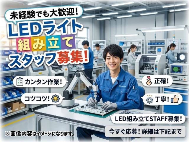 【レア求人】LEDライトの組立スタッフ・未経験OKLEDライトの組立