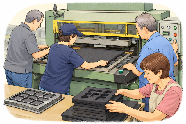 3ヵ月程度の短期のお仕事！どなたでもお気軽にご応募下さい！スポンジの型抜き（簡単な機械オペレータ）