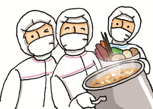 子どもたちの口に入るものだから、衛生面は何よりも大切。丁寧に給食を作っていってくださいね。