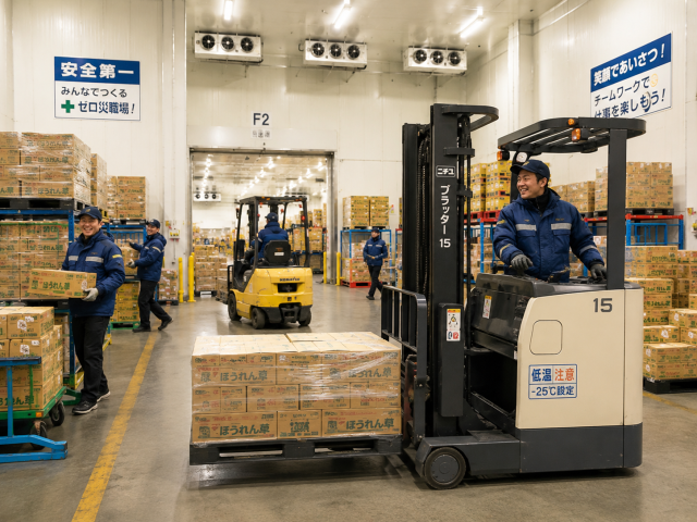 ＜新着／六甲アイランド内／車通勤ＯＫ＞高時給1350円！★50歳過ぎの方も大歓迎！★男性が活躍中チルド倉庫でのピッキング、仕分けほかリフト作業