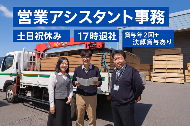 未経験から始める営業アシスタント事務／土日祝休み／17時退社が基本／賞与年2回＋決算賞与あり営業サポート事務スタッフ