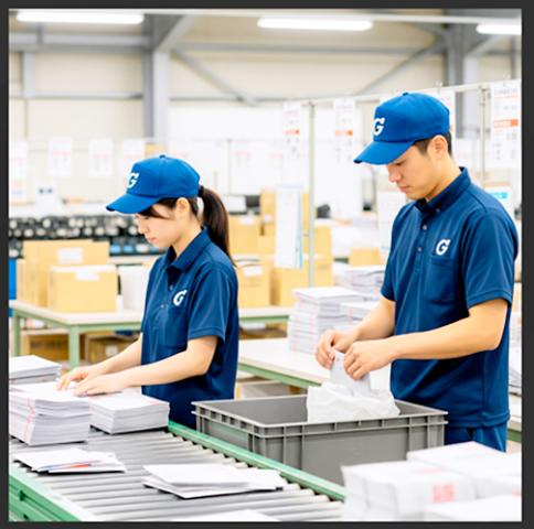 機械作業・郵便物の仕分け・材料の準備／長期・短期／日勤・夜勤／面接時履歴書不要軽作業（機械作業・仕分け作業、材料の準備）