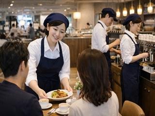 【土日祝含む週4〜】10時〜21時の実働7時間勤務/ケーキや焼き菓子が人気のお店！未経験歓迎◎カフェホールスタッフ（ア・ラ・カンパーニュ）